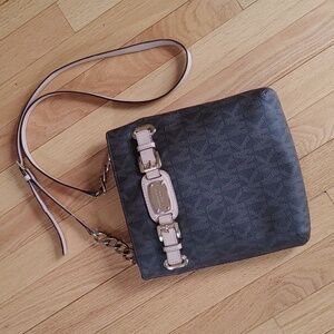 Michael Kors Signature Buckle Crossbody Bag Brown Logo Purse